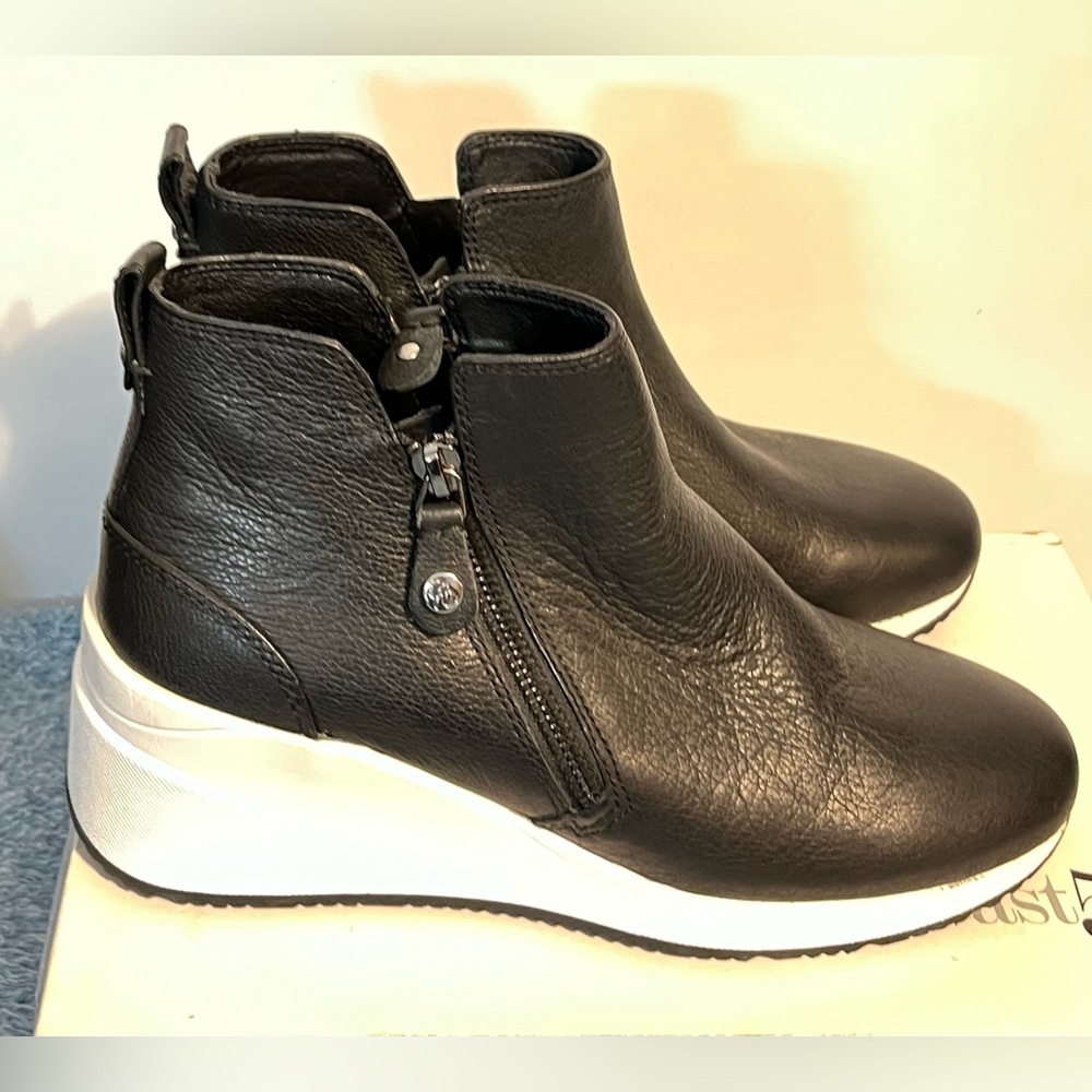 Alex Marie Black Leather Ankle Boots